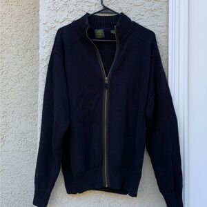 Timberland Men's Black Ribbed Zip up Cardigan Sweater Size L